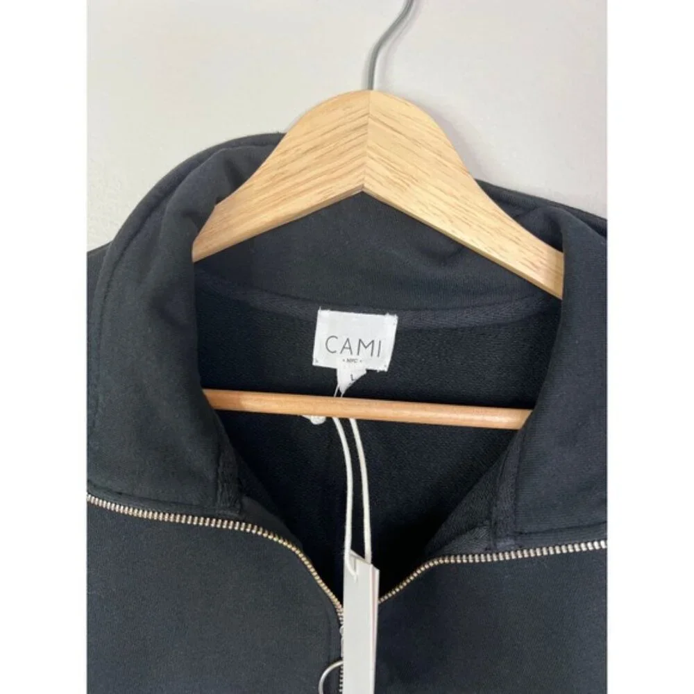 NWT Cami NYC Margaret Gathered French Cotton-Terry Half Zip Sweatshirt Pullover - Picture 5 of 10